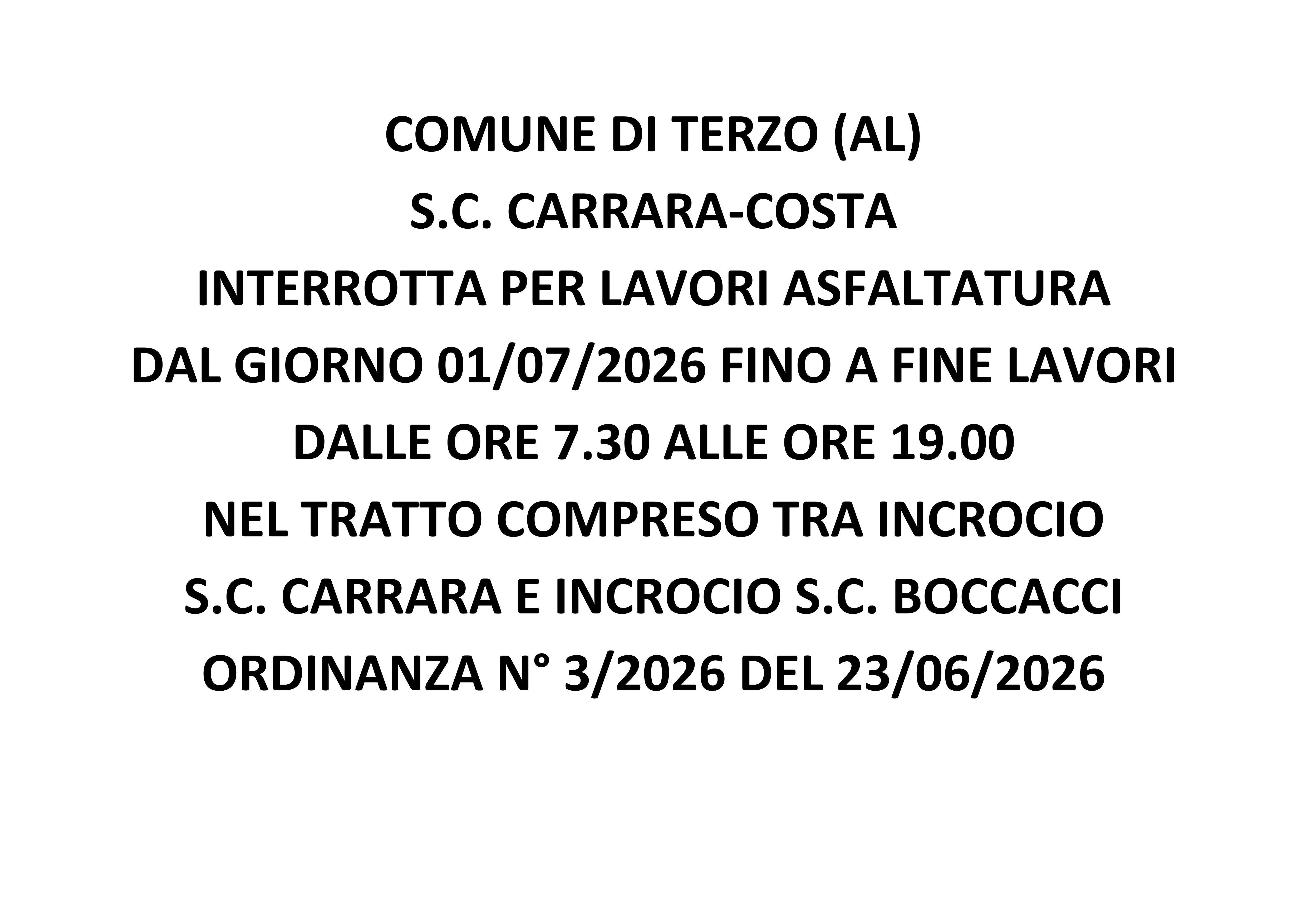 Asfaltatura località Carrara - Costa