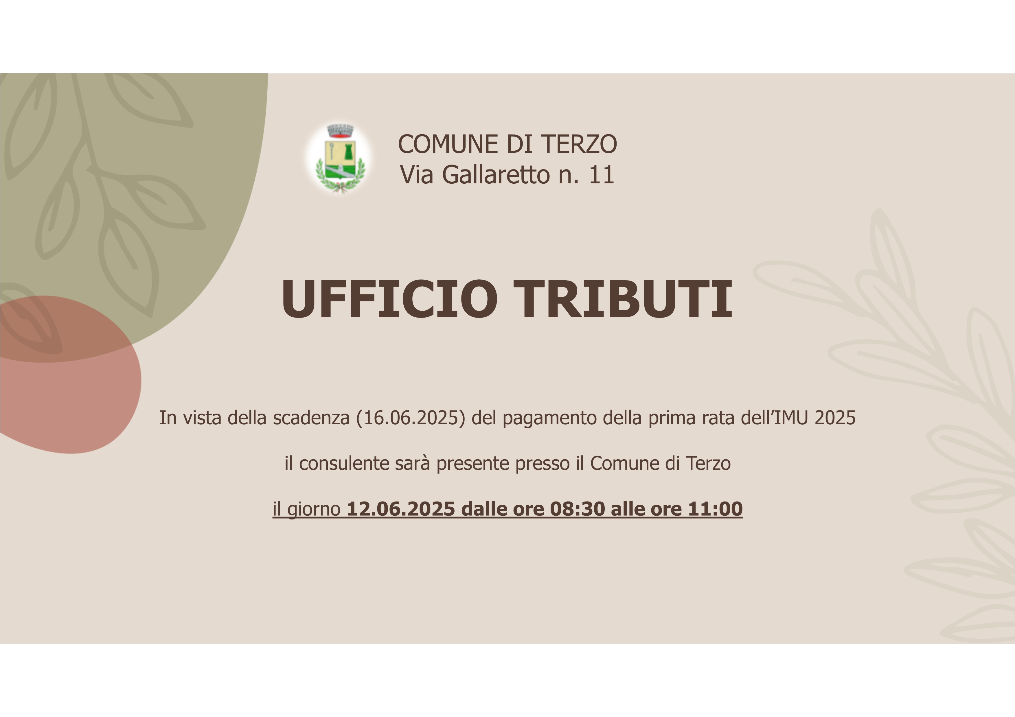 Appuntamento ufficio tributi (IMU) giugno 2025